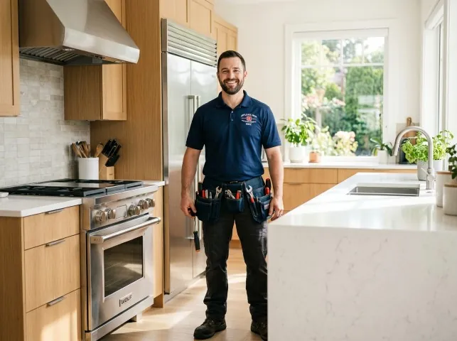Appliance Repair Hero technician in a Blandon, PA kitchen after an appliance repair